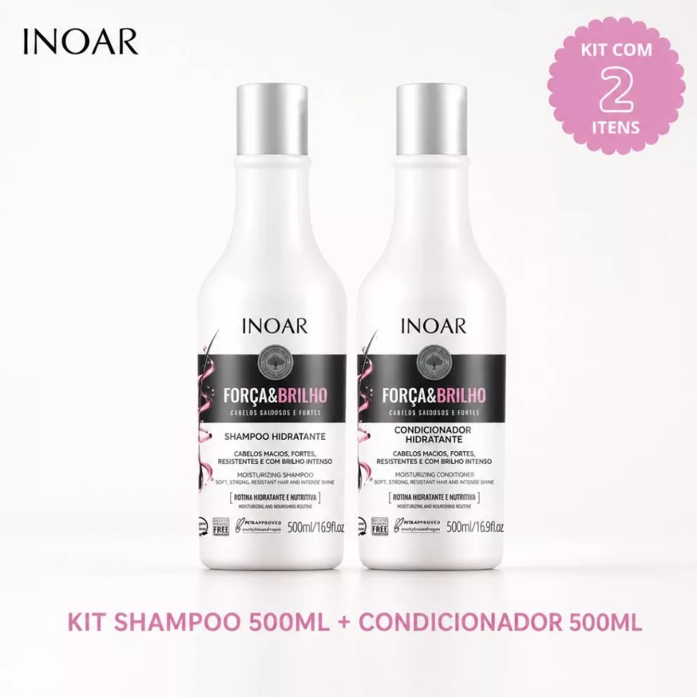 Kit Inoar Força e Brilho Shampoo 500ML + Condicionador 500ML