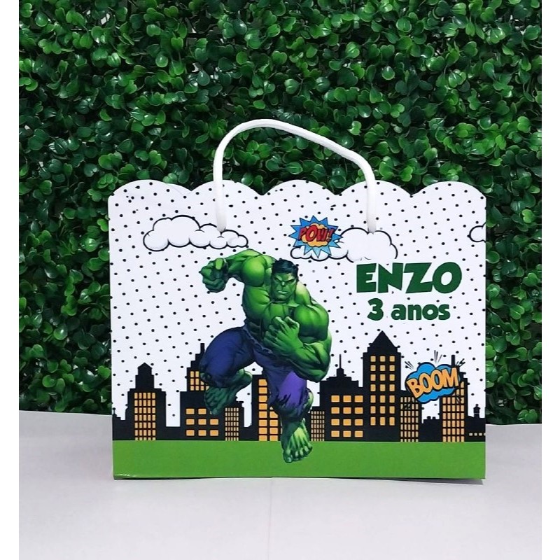 SACOLINHA SURPRESA PERSONALIZADA HULK - PEGUE MONTE- Lembrancinhas aniversário