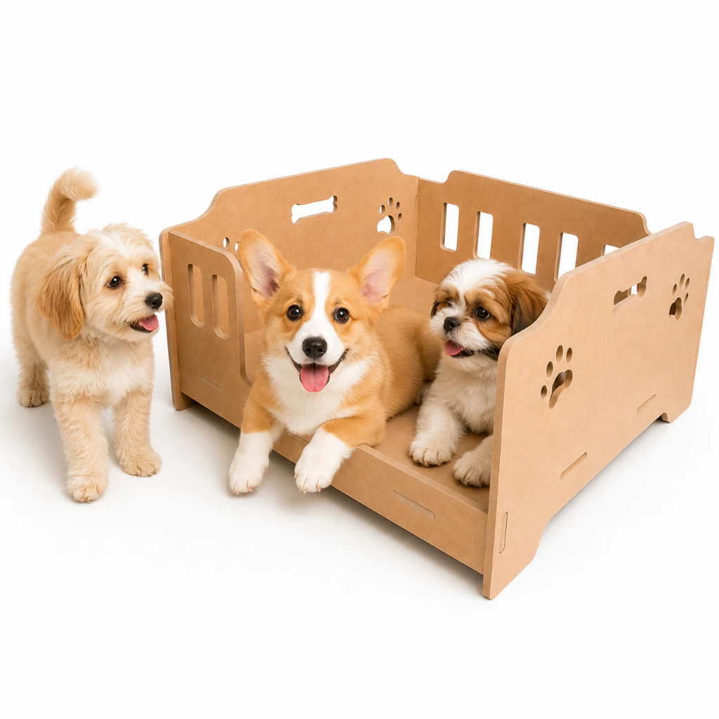 Caminha Pet Tipo Berço em Madeira 42x35 cm com Encaixe Fácil Sem Parafuso para Cães e Gatos