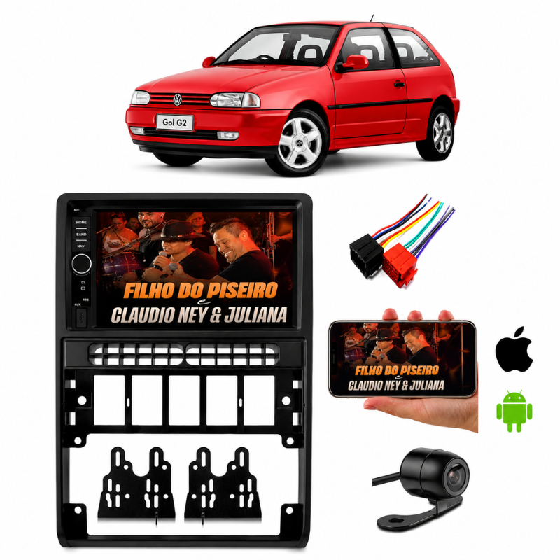 Central Multimidia Moldura 2 Din Gol G2 Com Camera De Ré