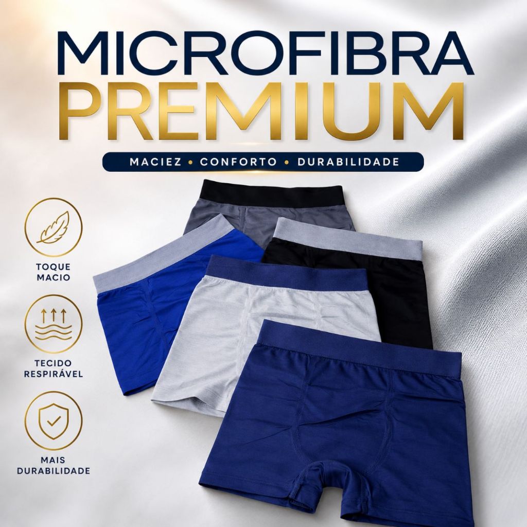 Kit Cuecas Boxer Masculina Microfibra Premium Adulto Sem Costura Conforto Dia A Dia
