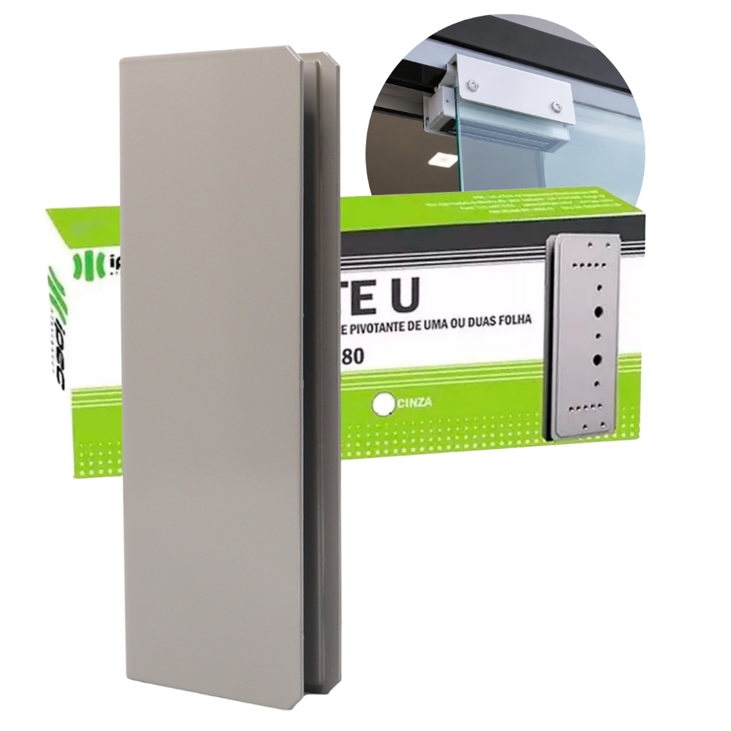 Suporte U Porta De Vidro Temperado IPEC p/ Fechadura Eletroímã M150 Bonna Deslizante Pivotante