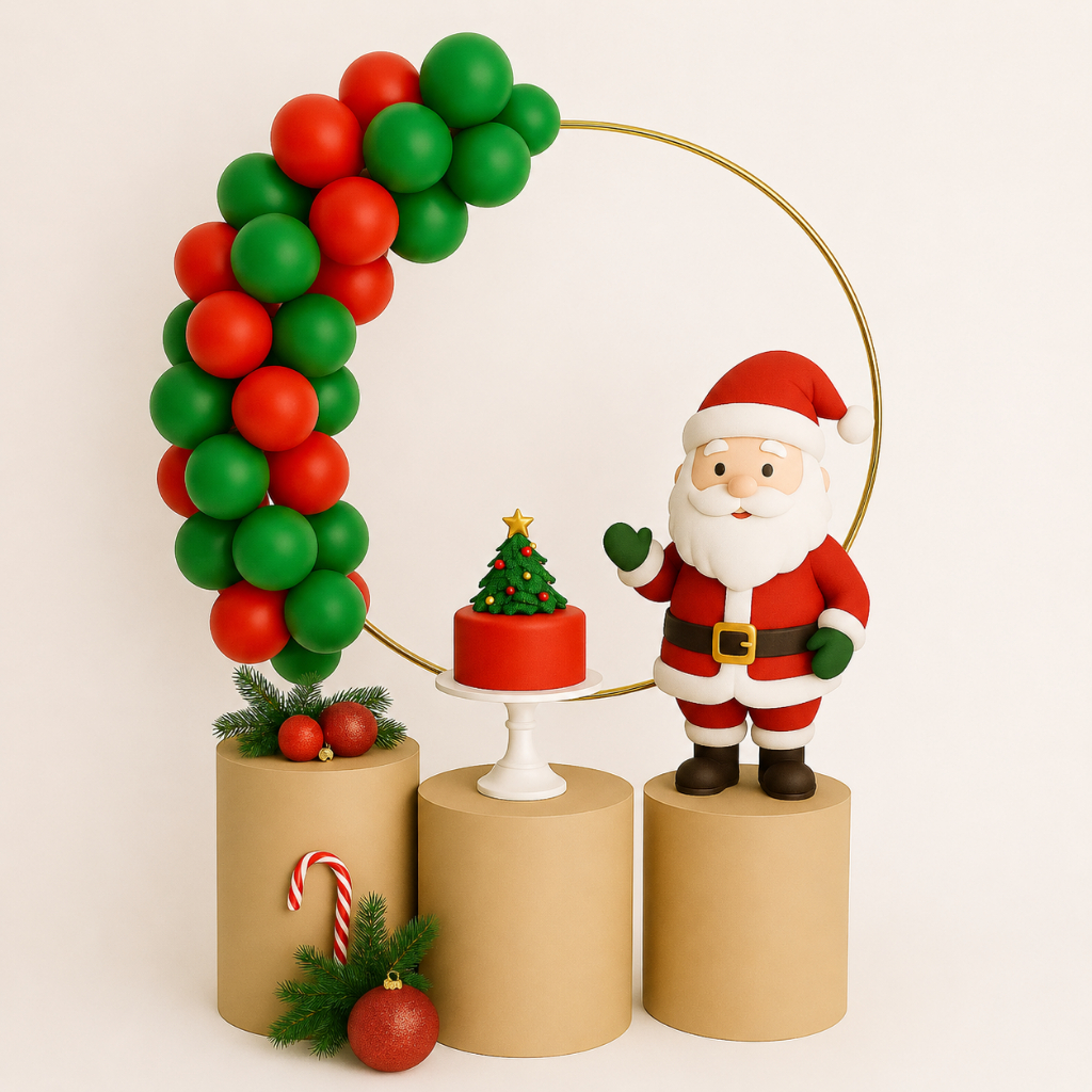 Kit Arco Redondo 1,50m Dourado + Trio Cilindros MDF Festa Decoração Aniversário Pegue e Monte Envio.