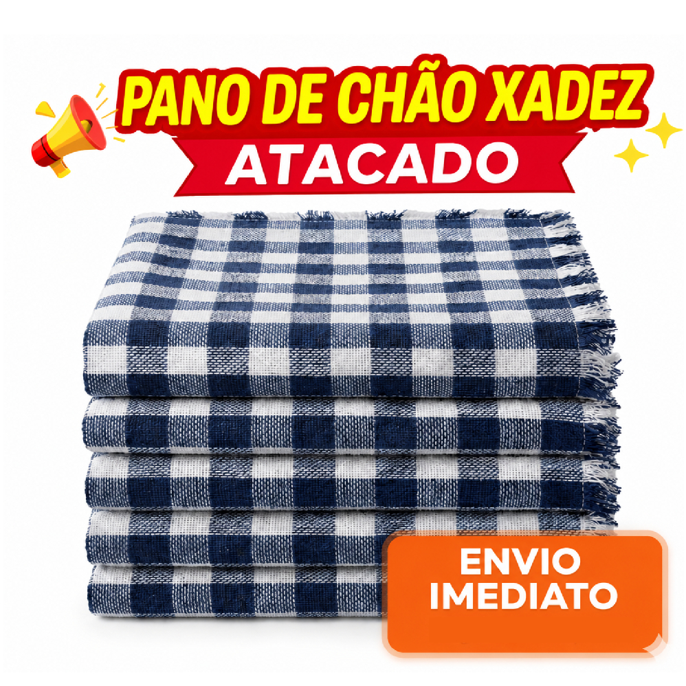 Panos de Chão Xadrez Alvejado  100% Algodão Duplo Grande Limpeza