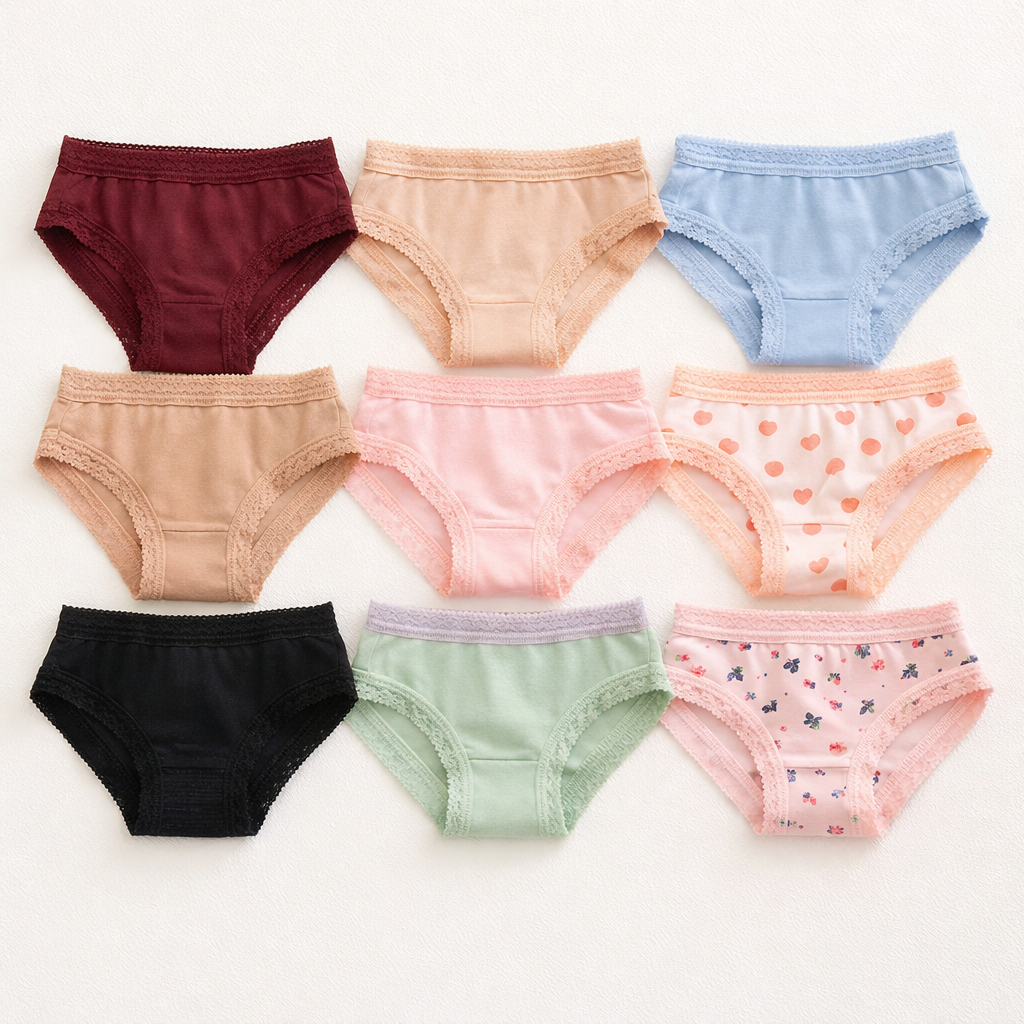 Kit 5 E 10 Calcinha Infantil Menina Lisa E Estampada Sortida macia  algodão elastano conforto