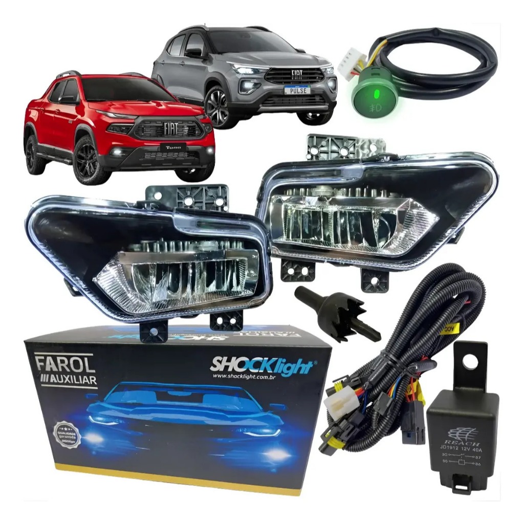 Kit Farol Milha Auxiliar Botão Touch Fiat Pulse Toro 21 A 25