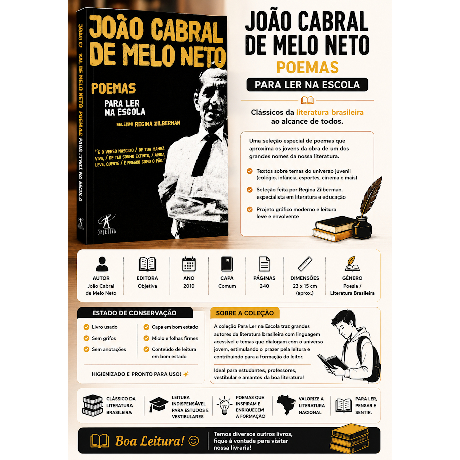 Livro João Cabral de Melo Neto Poemas Para Ler na Escola | Literatura Brasileira Vestibular