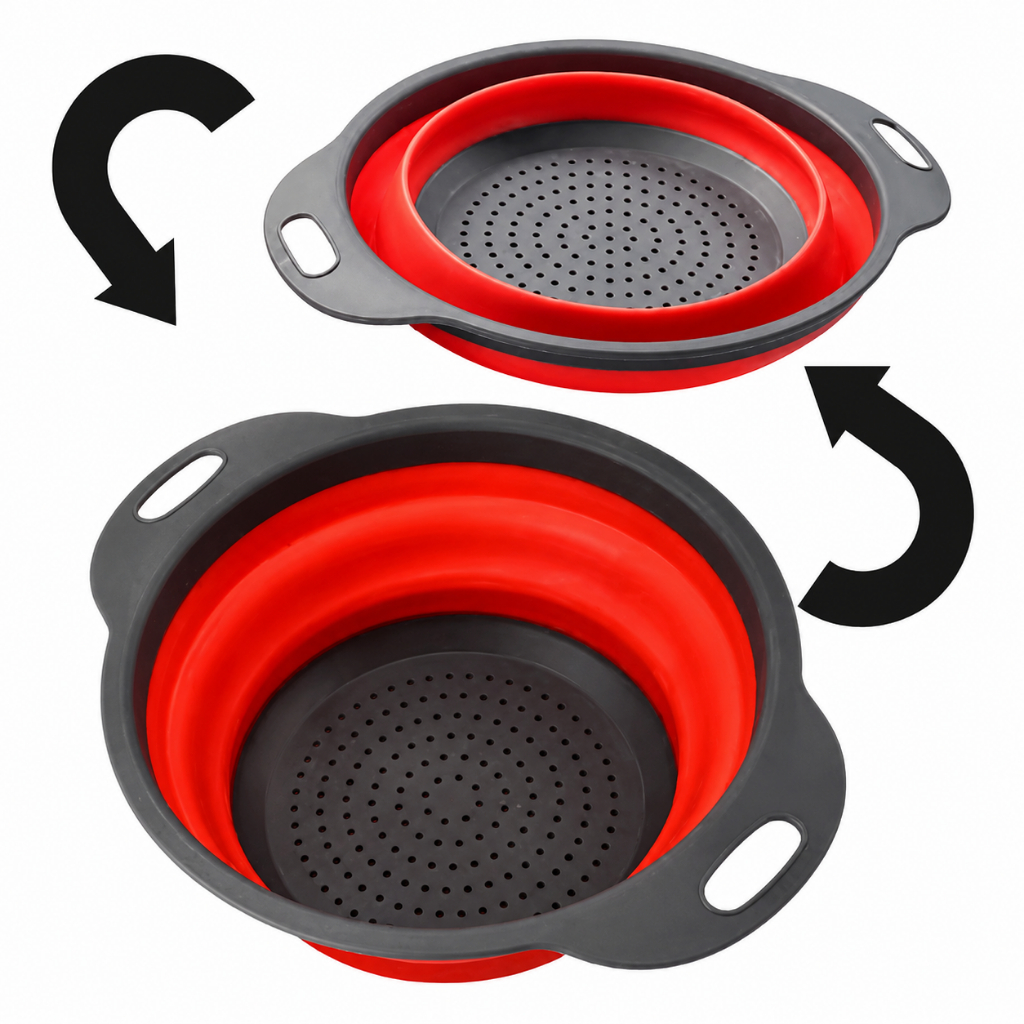 Escorredor De Macarrão Retrátil de Silicone para Salada Legumes Frutas Multiuso Cozinha Dobrável pia