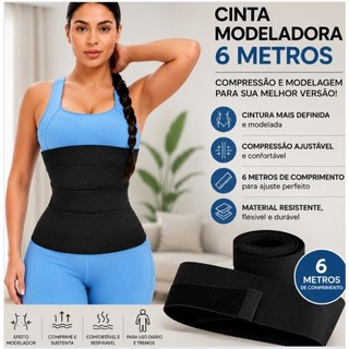 Cinta Modeladora Redutora 6 Metros Faixa Abdominal Pos Parto Alta Compressão Redutora de Medidas Cintura