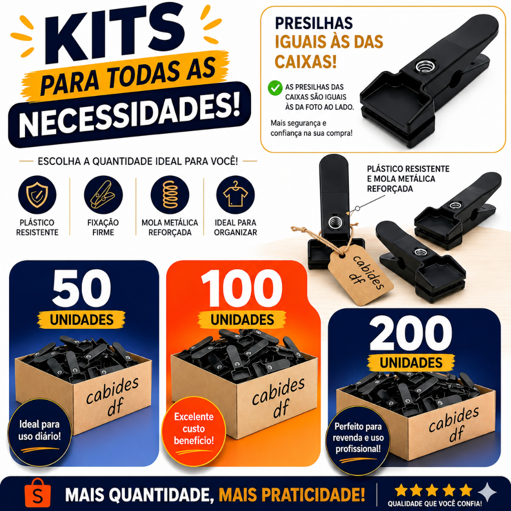 Presilha de Cabide Preta Antiderrapante Reforçada kit 50 a 200 unids