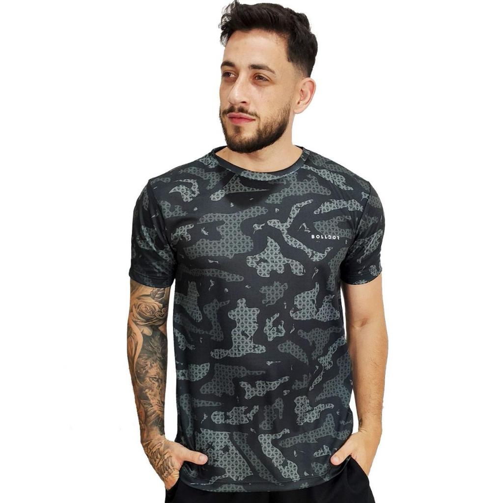 Camisa Dry Fit Academia Masculina Com Proteção UV Camuflada