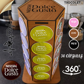 Porta Cápsulas Dolce Gusto Giratório 360° MDF 30 Cápsulas Organizador Café