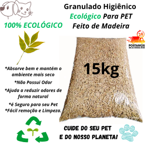Granulado Higiênico Ecológico para Pet 100%Natural feito com Maravalha de madeira Areia Ecológica Higiênica madeira Pet