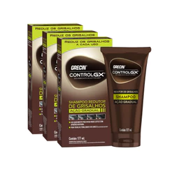 Kit 3x Grecin Control GX Shampoo Redutor de Grisalho 177ml