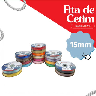 Fita de Cetim 15mm N3 Rolo 50 Metros Para Laços Artesanato Lembrancinhas Embalagem Decora…