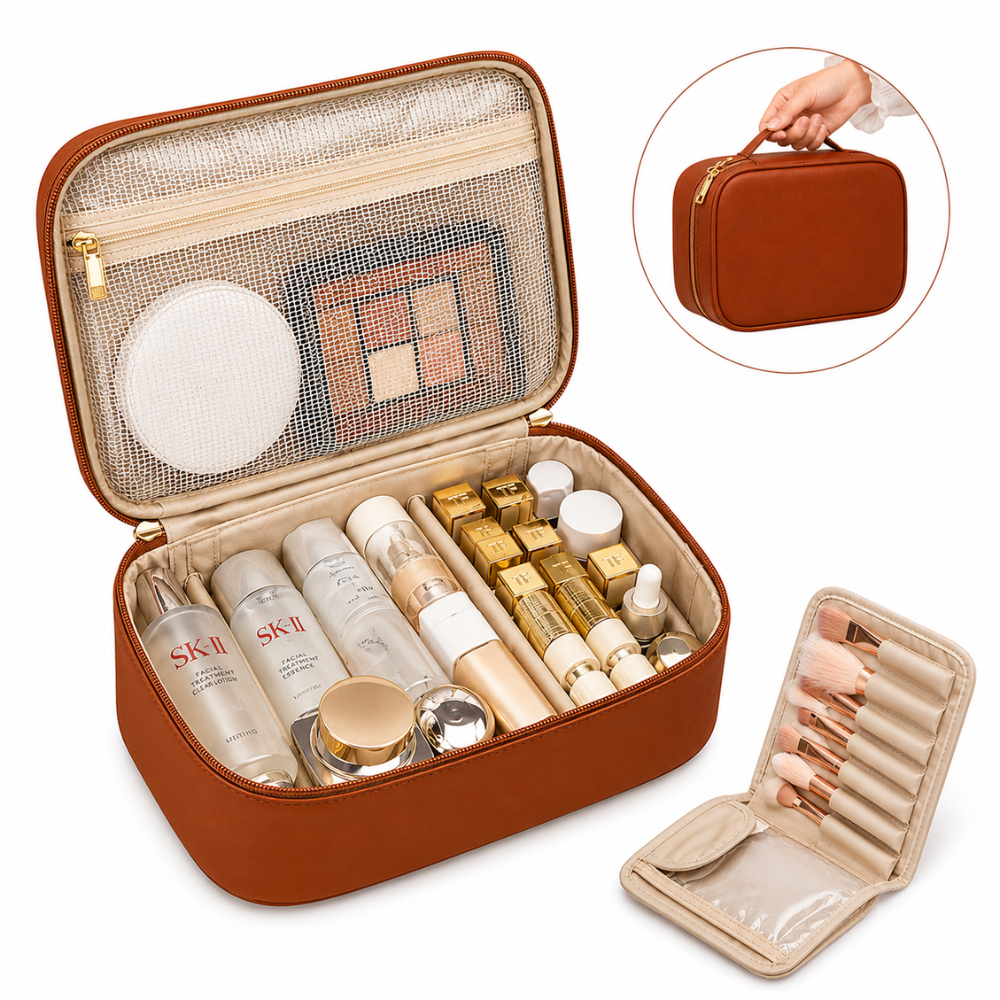 Bolsa De Armazenamento Necessaire Grande Feminina Impermeável Organizadora Maquiagem Viagem Estojo Com Divisórias