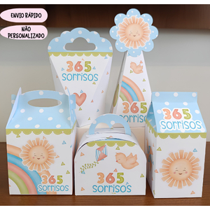 Caixinhas 365 SORRISOS - para decoração e lembrancinha de aniversário - Pegue e Monte, envio rápido