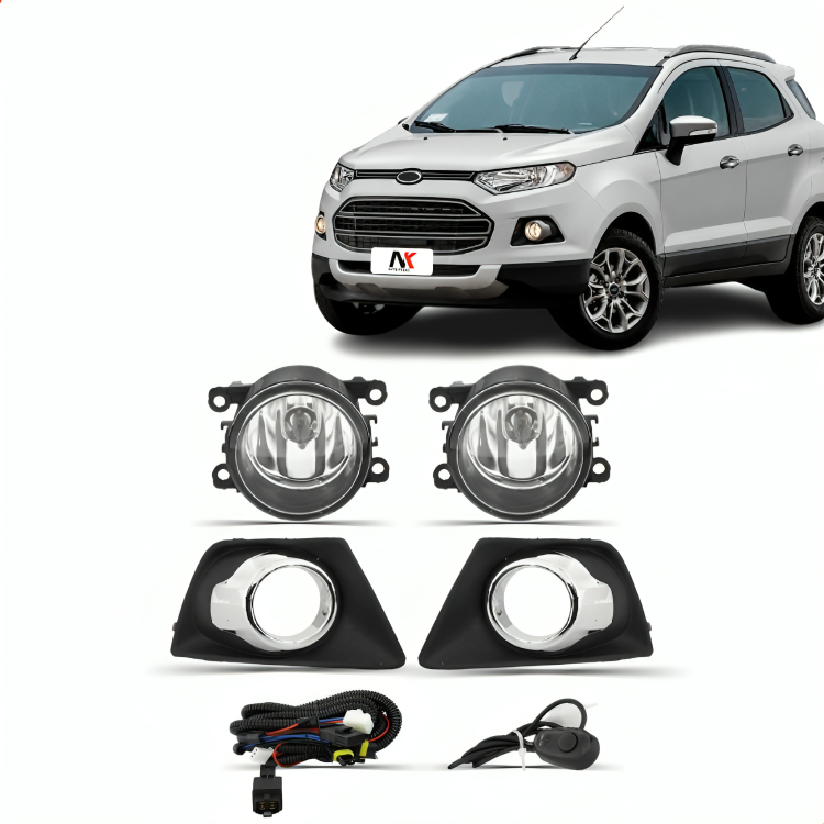 Kit Farol Milha Ecosport 2013 A 2017 Com Grade Aro Cromado
