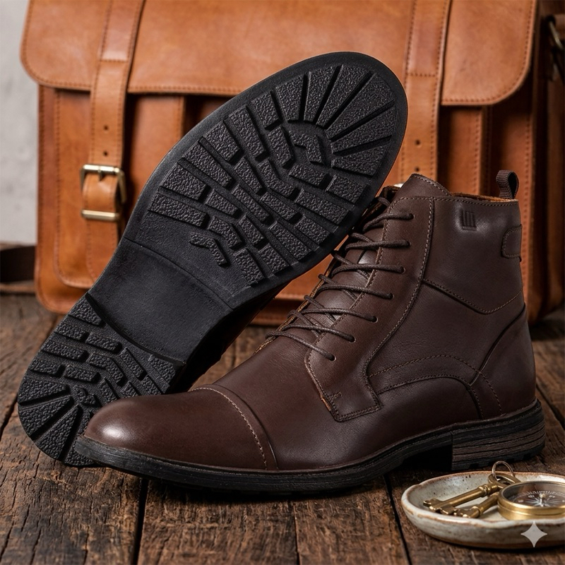 Bota Coturno Masculino Urban em Couro Legítimo Casual Esporte Fino Social Conforto e Durabilidade