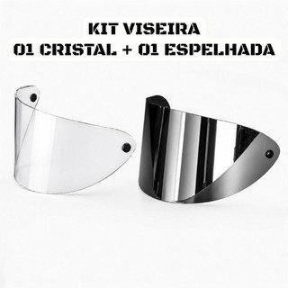 Kit Viseira Capacete San Marino Transparente Cristal Espelhada Prateada 56 58 60 Espessura 0,80 mm