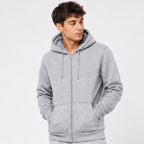 Moletom Masculino Capuz Pelúcia Frio Inverno Quente Com Zíper