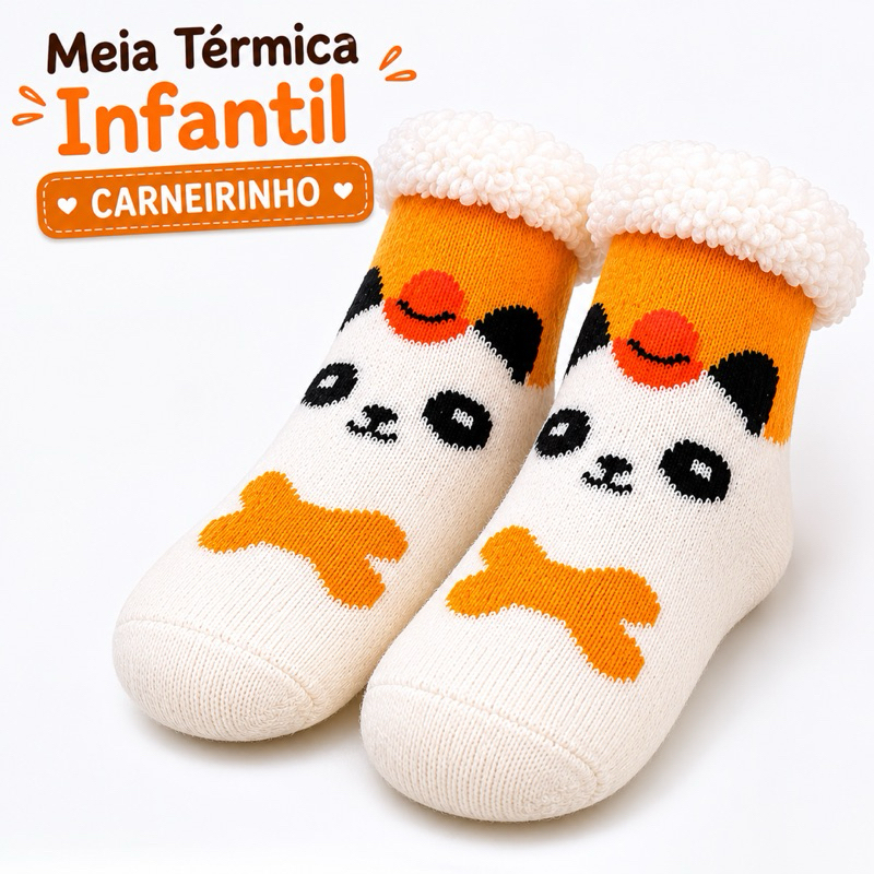Meia De lã Infantil Carneirinho Antiderrapante Super Quentinha Para Bebê Inverno Outono Confortável e Macia Peluciada