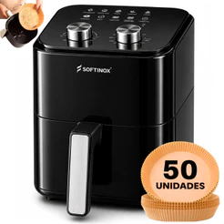 Air Fryer 4L Fritadeira Elétrica Sem Óleo 127V ou 220V Assadeira Preta Softinox + 50 Formas Papel