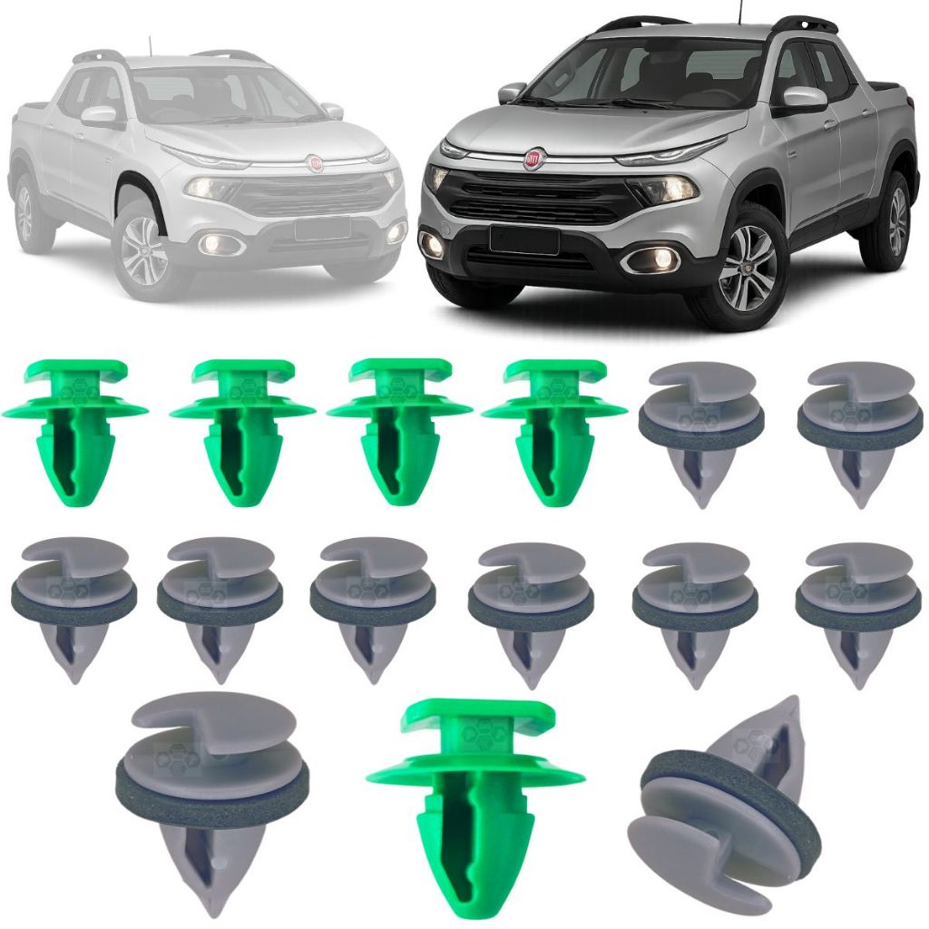 Kit 15 Grampo Presilha para Friso Moldura do Paralama Para Fiat Toro 2018 Até 2025
