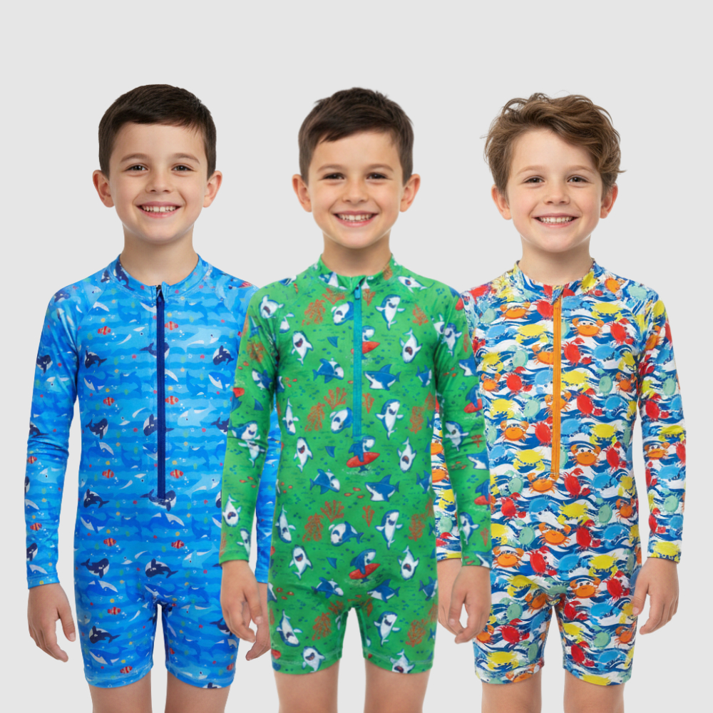 Macacão Infantil Praia Banho Masculino Proteção Solar Uv Natação Surf Piscina 4 6 8 anos