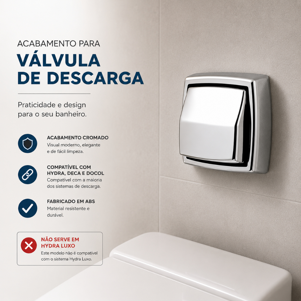 Acabamento Para Valvula de Descarga Hydra Max Deca Cromado Abs Luxo