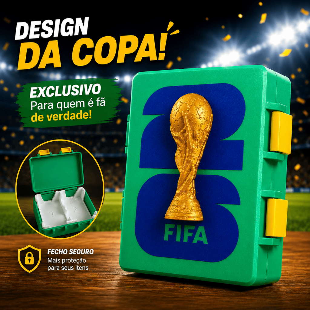 Porta Figurinha Copa do Mundo 2026 Caixa Organizadora para Card Futebol Guardar Figurinhas Album Pro