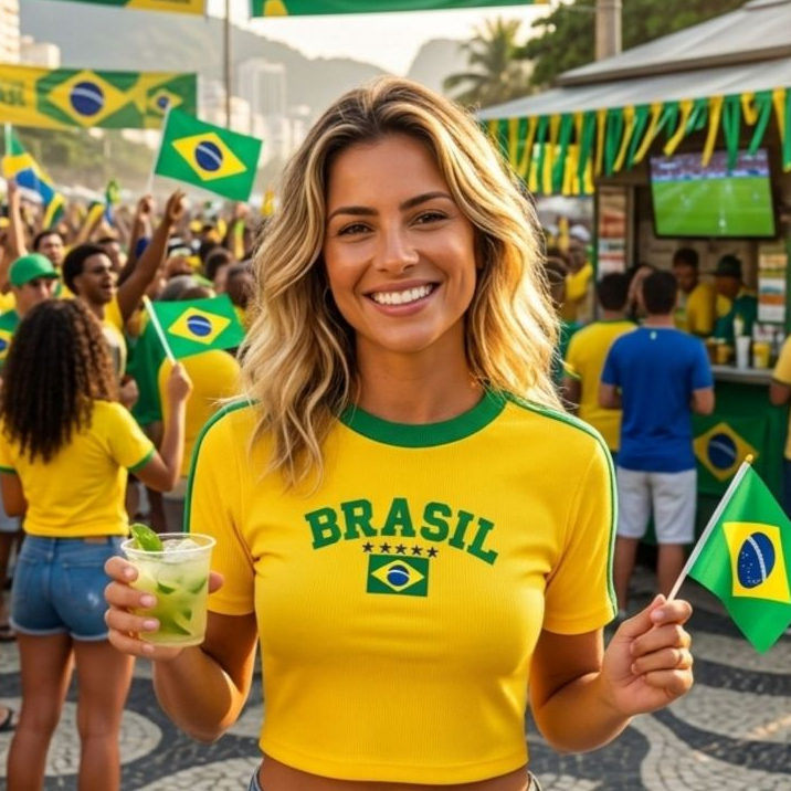 Camiseta Cropped Amarela Top Brasil Jogo Futebol Copa Seleção Brasileira Futebol Copa do Brasil 2026 ENVIO RAPIDO