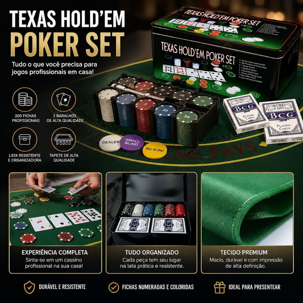 Kit Poker com embaralhador automático baralho cartas uno truco