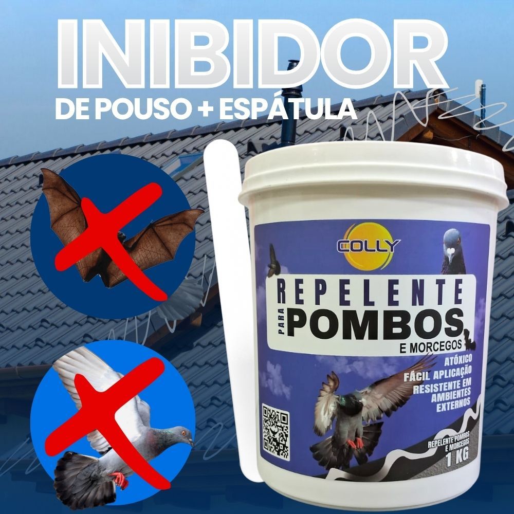 Repelente Pombo Gel Antepomos 1kg - Gel Espanta Morcegos Pombos | Inibe Pouso | Uso Externo
