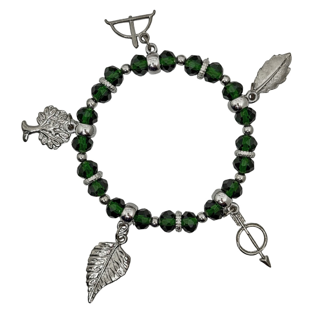 Pulseira De Orixá Umbanda Candomblé Terreiro Oxóssi Contas De Miçanga Pingentes De Metal