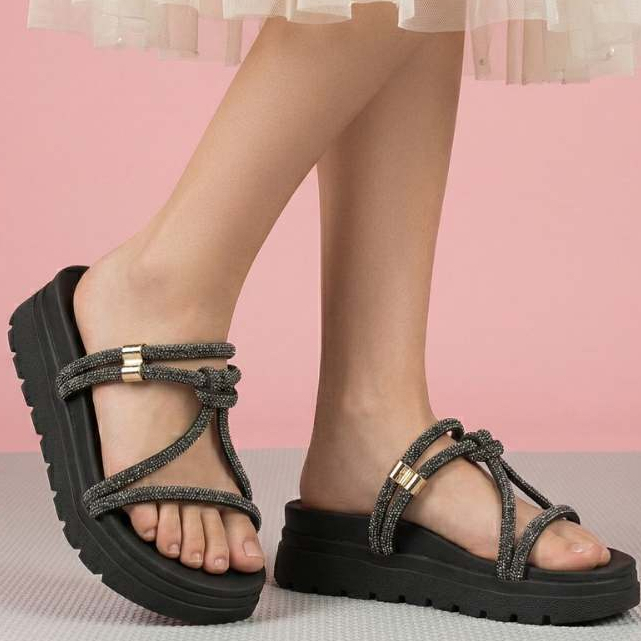 Papete Strass Menina Sandália Infantil Moda Blogueirinha Solado Antiderrapante