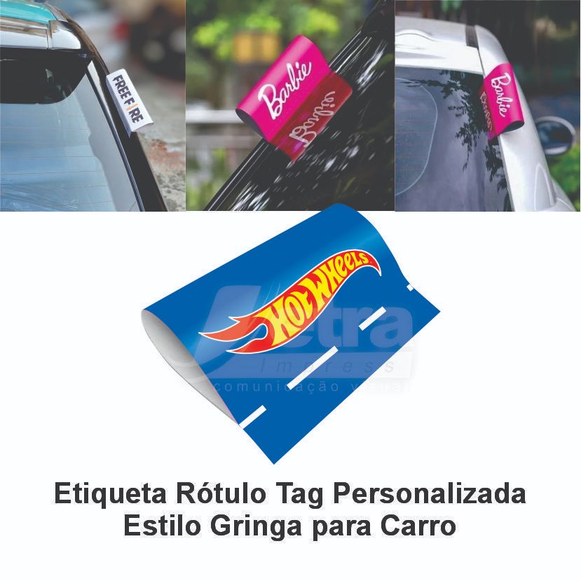 Etiqueta Rótulo/ Etiqueta Lavagem HotWheels de Lona Tag Car Personalizada Estilo Gringa para Carro