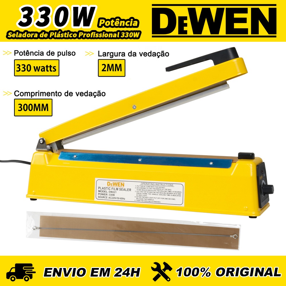 Seladora de Plástico Manual 30cm Térmica 330W 8 Temperaturas 110V/220V