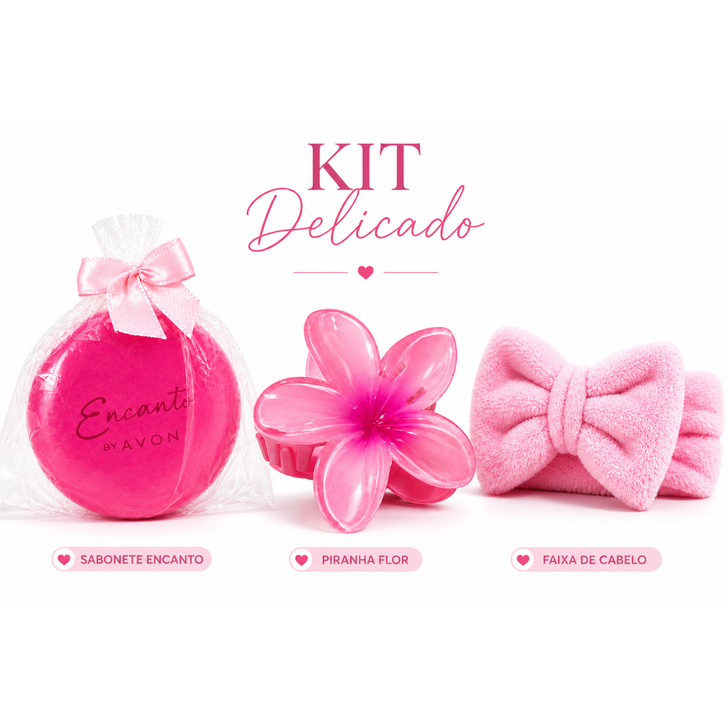 Kit Presente Feminino Delicado Faixa Spa Piranha Flor Sabonete