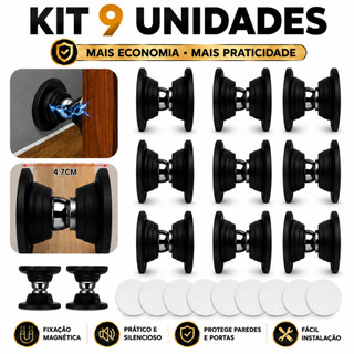 Kit 9 Prendedor Fixador Trava Porta inox Magnético Adesivo 3M Instalação Fácil Mola de Amortecimento