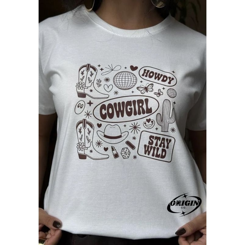 T-shirt Camiseta Blusa Baby Look Moda Feminina Country Feminina Cowgirl Western Country Chic Rodeio Vaquejada Cavalgada