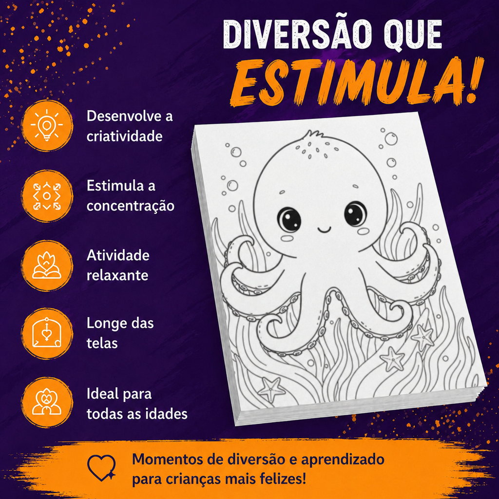Lembrancinha fundo do mar 1 ano com 8 desenhos mini de colorir pintar sereia peixinho