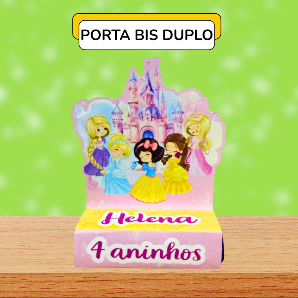 Kit Porta Bis Duplo Personalizado Festa Princesas Disney - Lembrancinha Decoração Aniversario