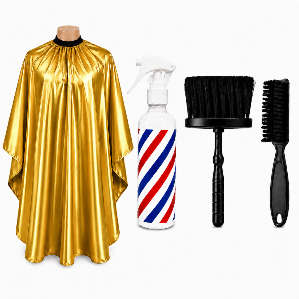 Kit Barbeiro Profissional Capa Cetim Premium + Borrifador + Escovas Kit profissional barbeiro Kit barbeiro completo