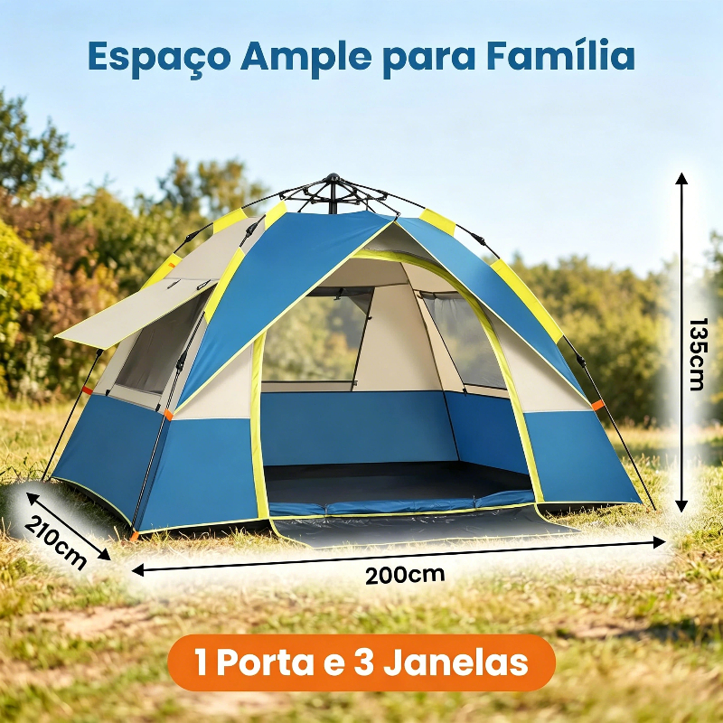 WALCOS Barraca portátil de 200x210x135cm Barraca de acampamento dupla à prova d'água para 4 pessoas