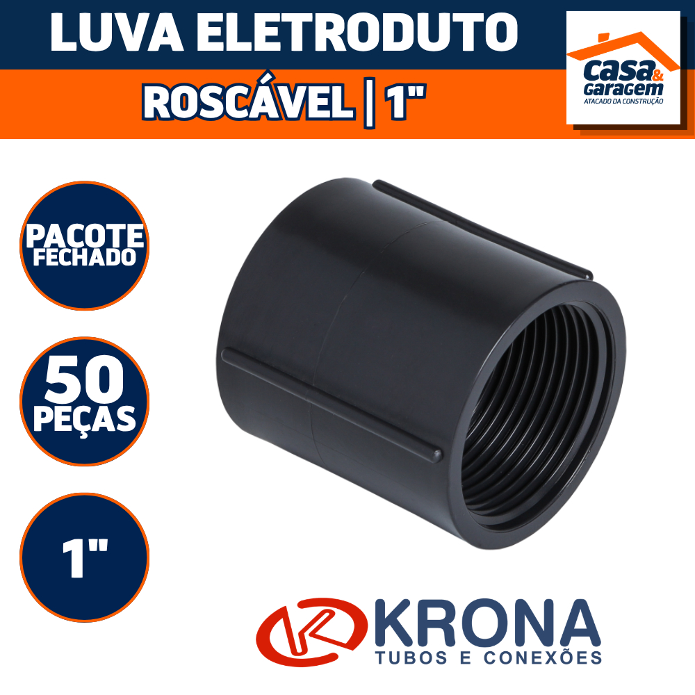 Kit Com 50 Luva Eletroduto Roscavel 1" 32mm Krona