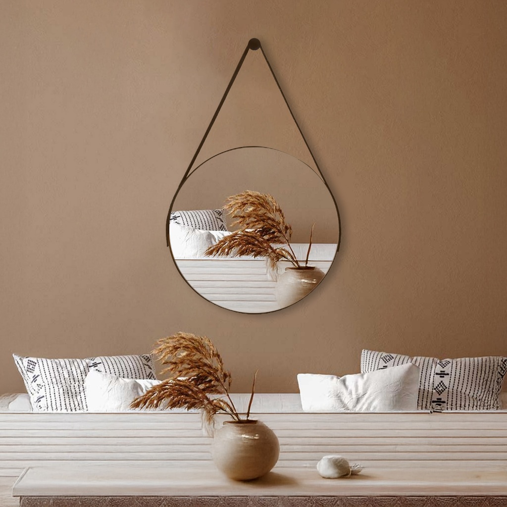 Espelho Redondo Decorativo Adnet Supenso de Parede 60cm 50cm 40cm 30cm Com Alça