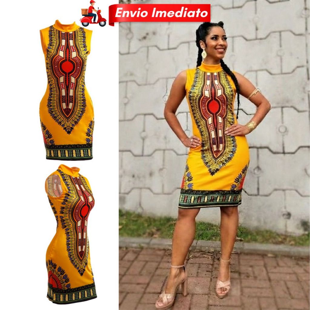 Vestido Elegante Feminino Curto Estampado Vestido Amarelo Vestido Midi Feminino Para Festa