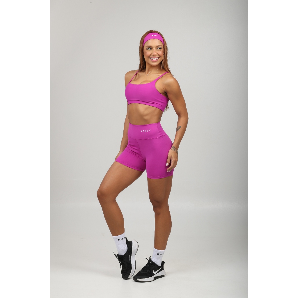 Top Fitnes Feminino Academia Alta Sustentação Entrada Para Bojo Removível Poliamida Reforçado Fucsia