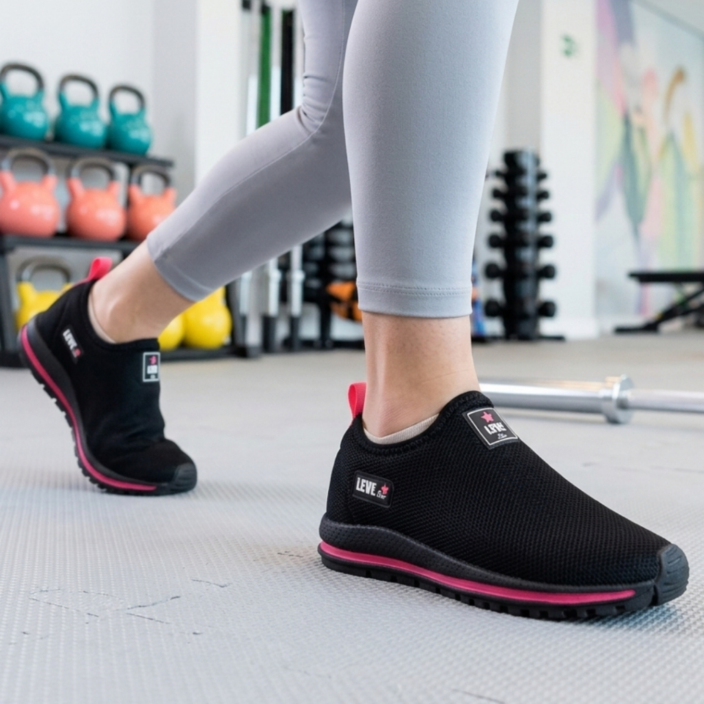 Tênis Feminino SlipOn Leve Respirável Macio flexível Antiderrapante Caminhada Academia Rotina diária